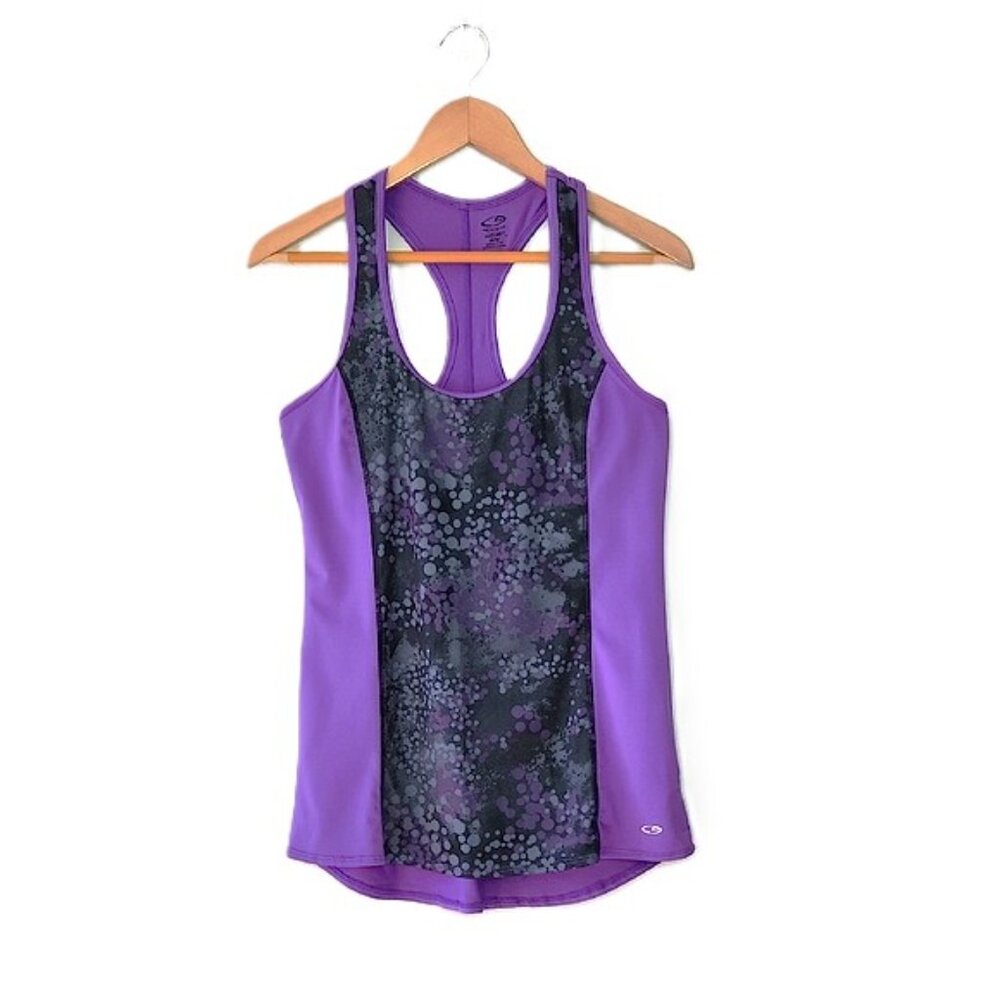 Champion Purple Black Gray Athletic Workout Tank Top size M Duo Dry Performance